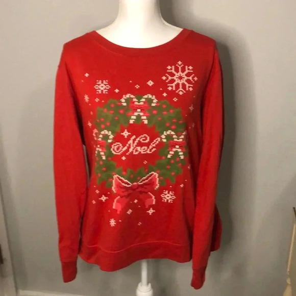 Sweaters - Red Noel Christmas Sweatshirt Women's Size Large 12/14